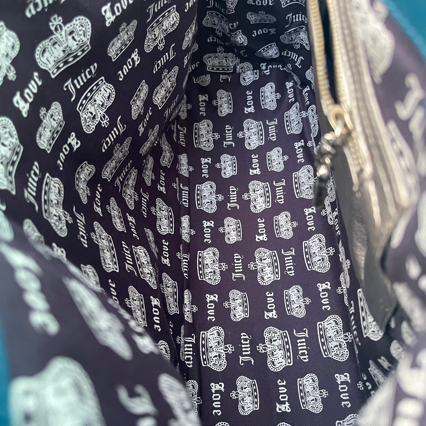 Vintage Juicy Couture Blue Tote Bag Large Rare with Charm