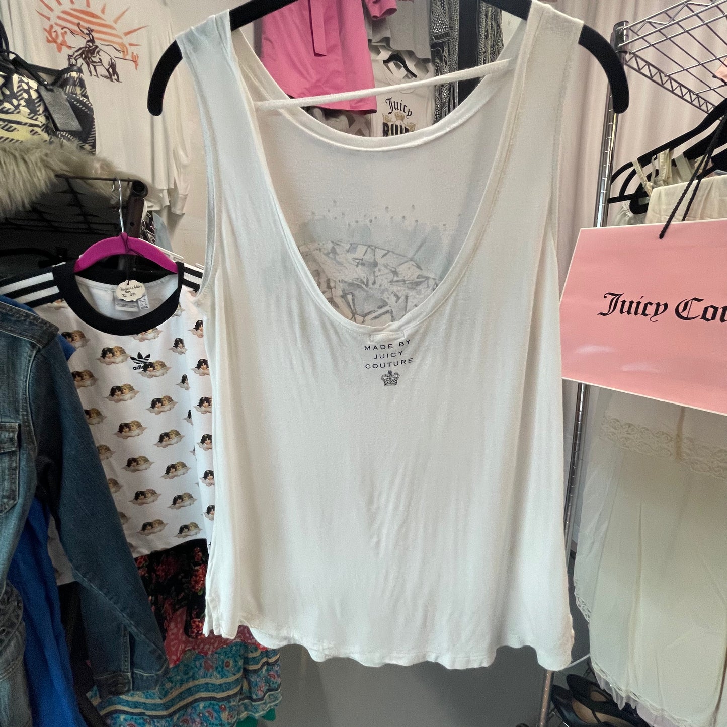 Vintage Juicy Couture Diamond Print Tank Top with Rhinestones