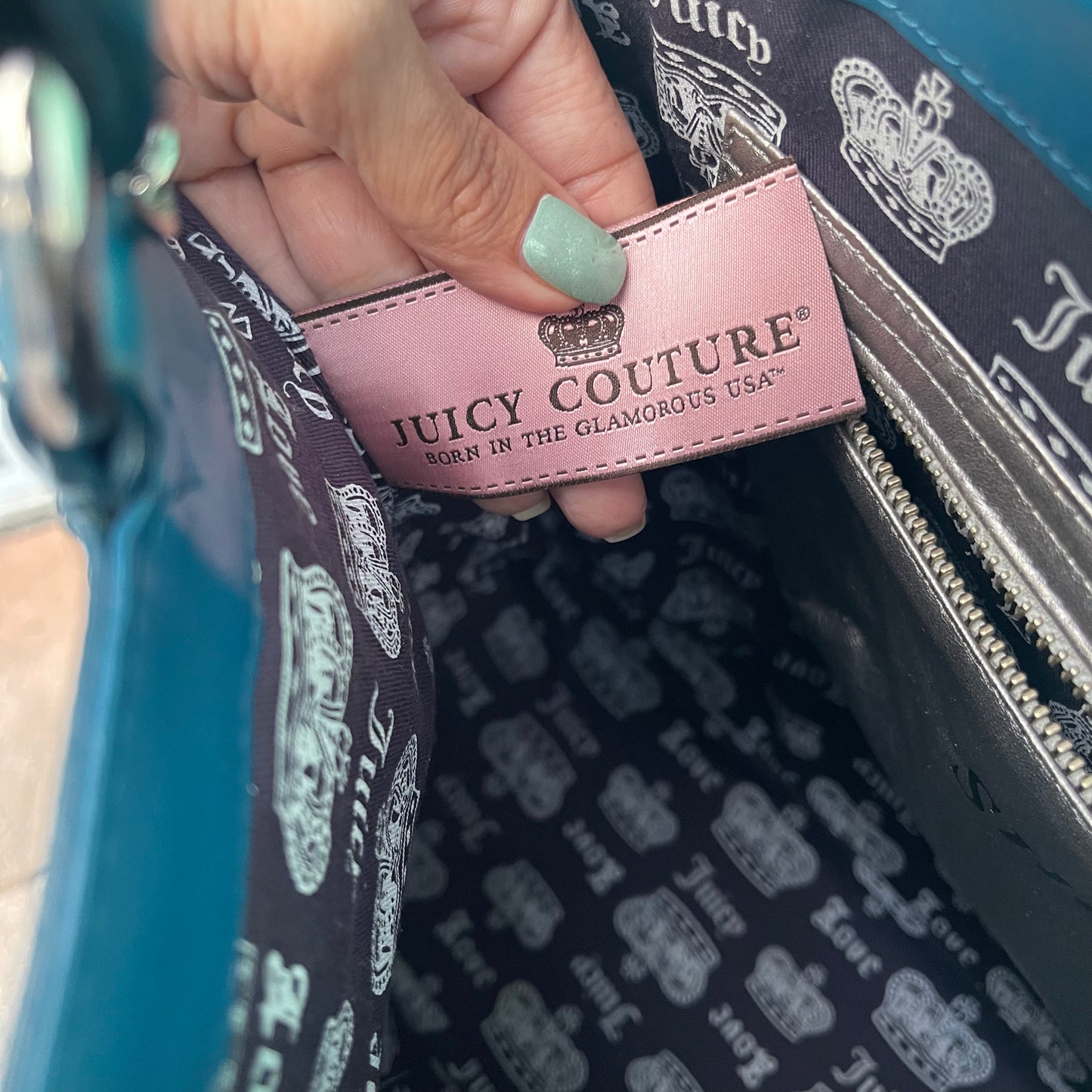 Vintage Juicy Couture Blue Tote Bag Large Rare with Charm