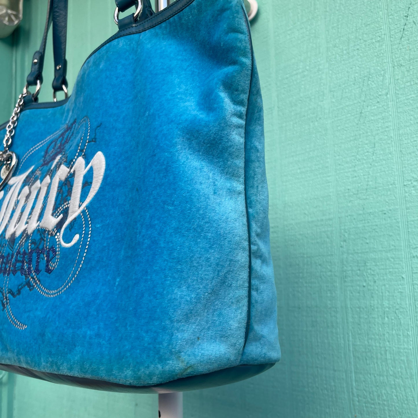 Vintage Juicy Couture Blue Tote Bag Large Rare with Charm