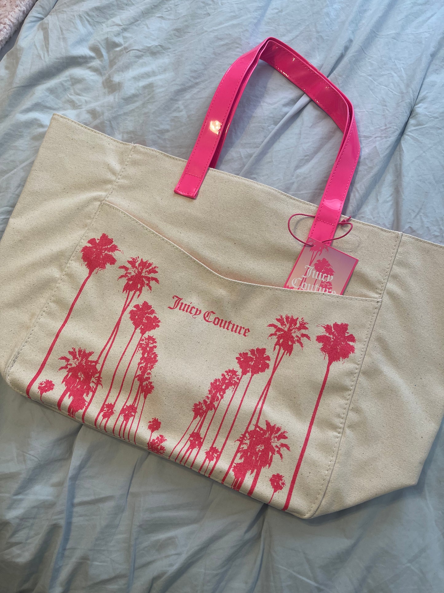 Juicy Couture NWT Tote Bag Pink and Palm Trees