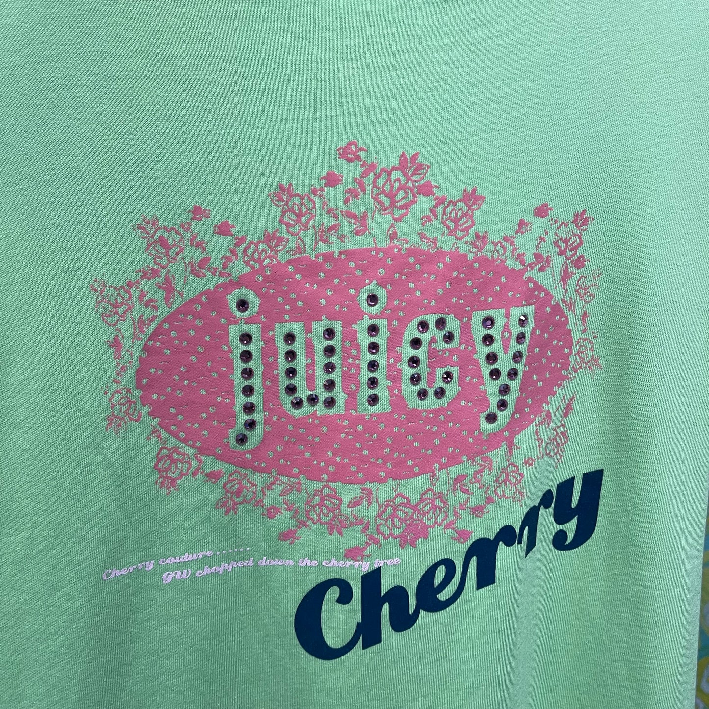 Vintage Juicy Couture RARE Juicy Cherry Shirt 💖 Pink and Green Size L