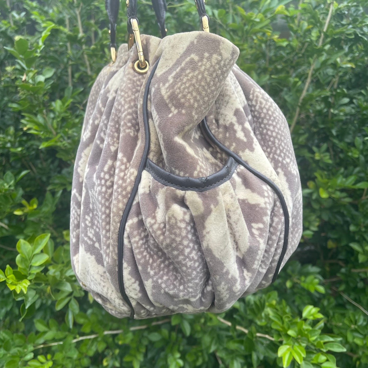 Juicy Couture Vintage Snakeskin Print Velour Bag Large