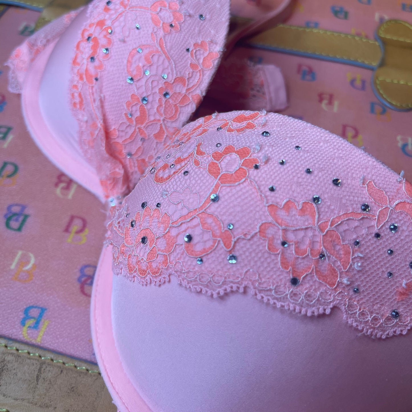 Victoria’s Secret Bra | Pink Lace + Rhinestone Bling