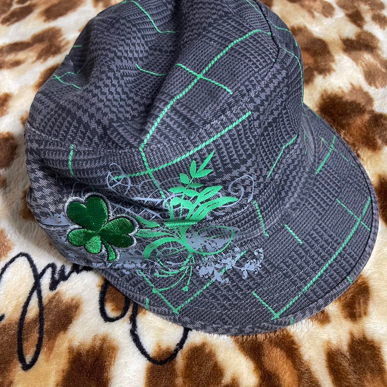 2000s Punk Hat Plaid Clover Cap