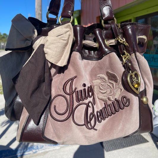 Juicy Couture Daydreamer Grey Velour with Rose Embroidery 🌹