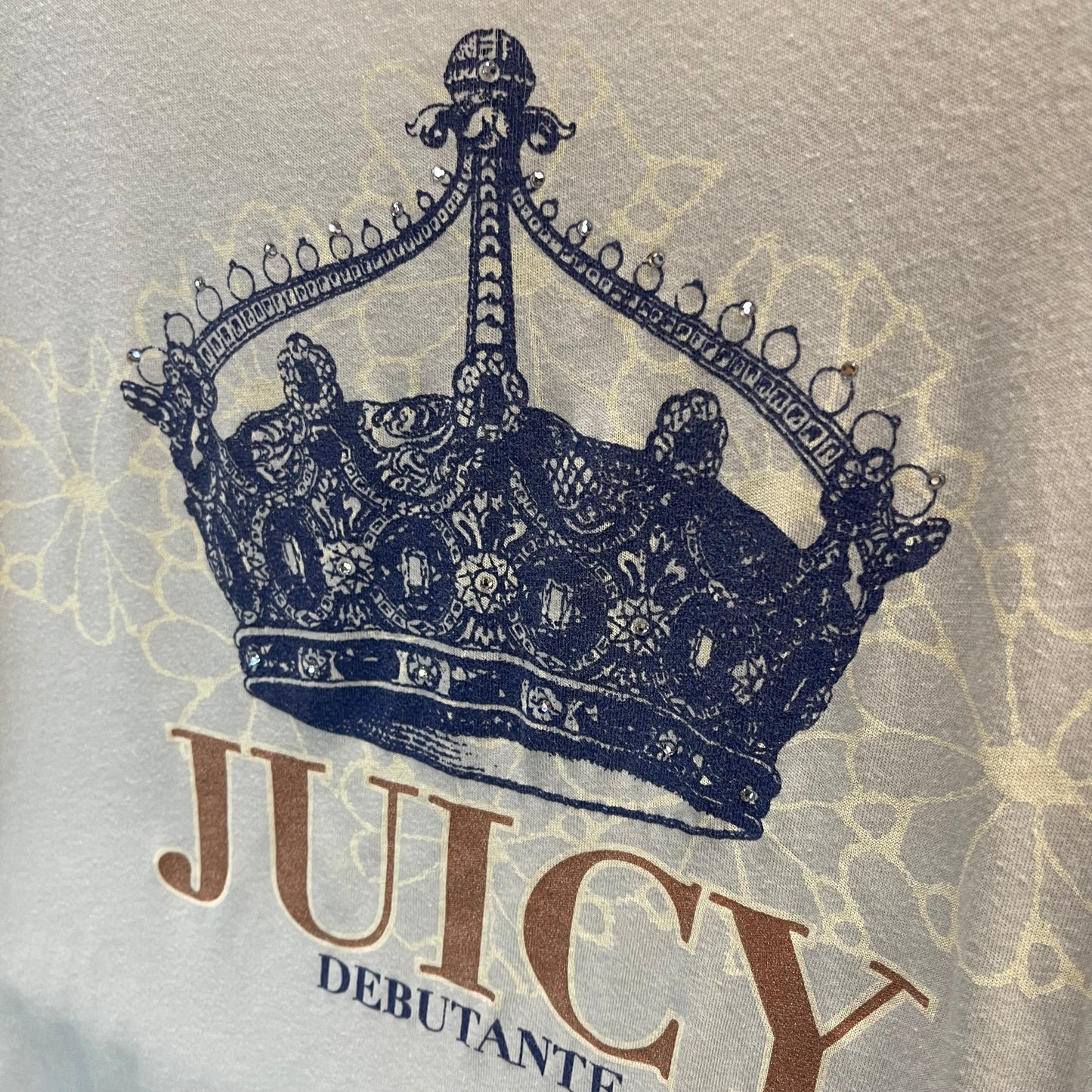 Vintage Juicy Couture Rhinestone “Juicy Debutante” Shirt with Puff Sleeves