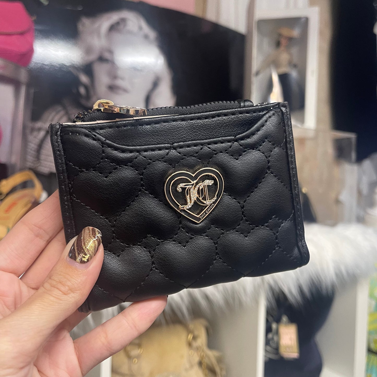 Newer Juicy Couture Wallet Black Hearts with Gold