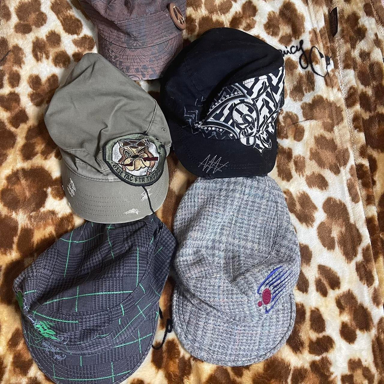 2000s Punk Hat Plaid Clover Cap