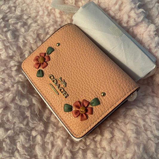 NWT Coach Mini Wallet on Chain WOC Pink Floral Whipstitch