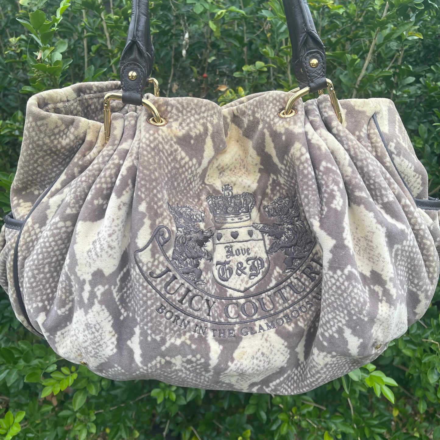 Juicy Couture Vintage Snakeskin Print Velour Bag Large