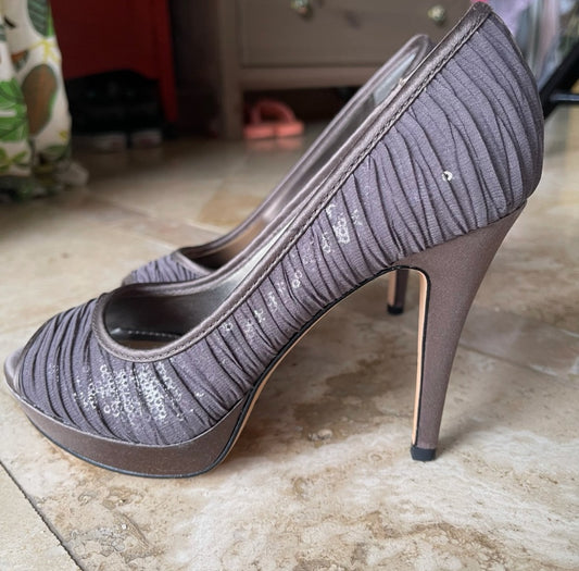 Antonio Melani Y2K McBling Heels Grey with Sequins 6.5M