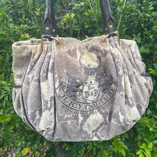 Juicy Couture Vintage Snakeskin Print Velour Bag Large