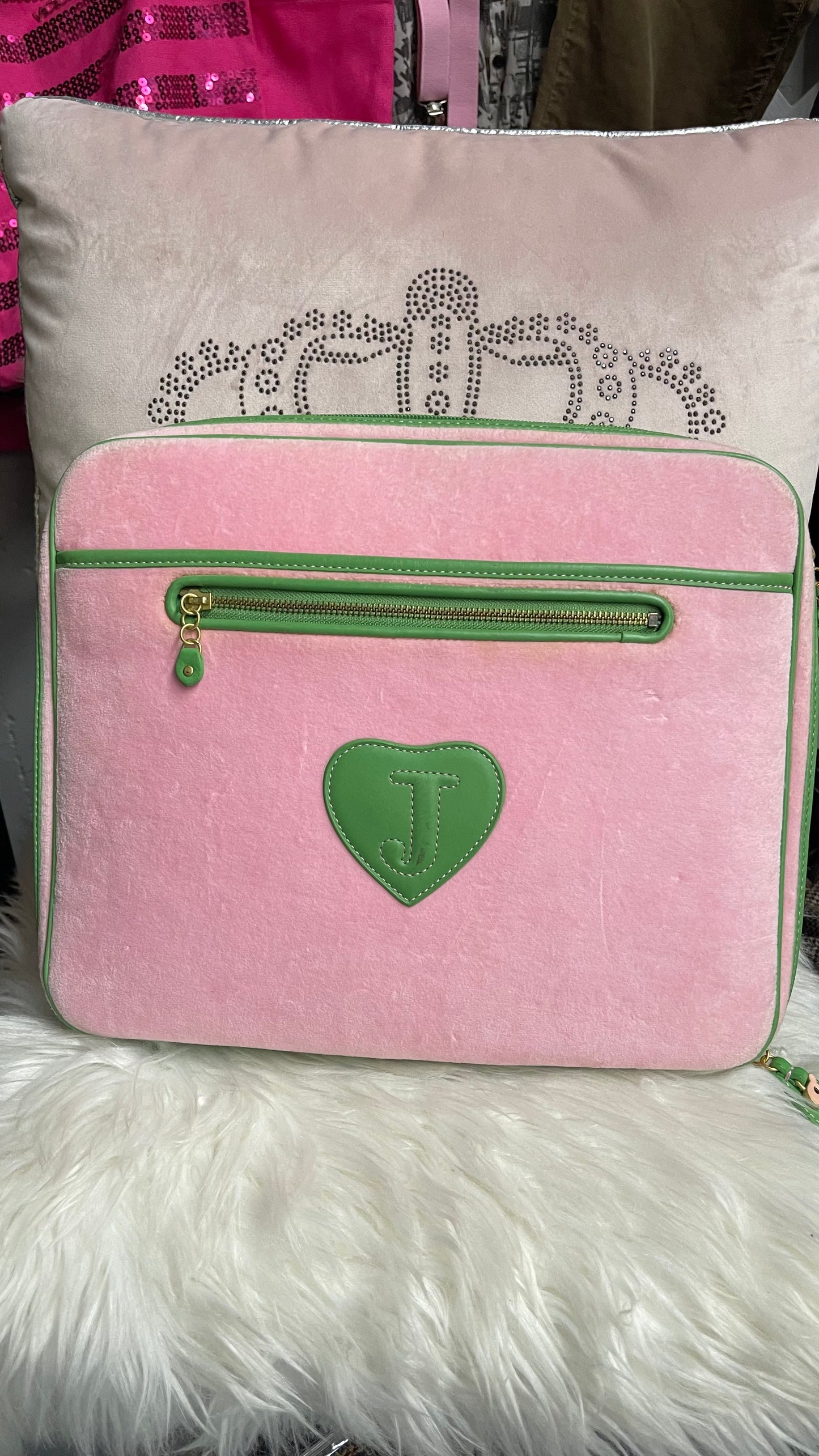 Vintage Juicy Couture Computer Case Pink and Green