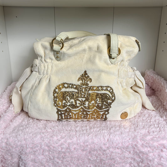 Vintage Juicy Couture Double Bow Ivory Daydreamer with Sequin Gold Crown