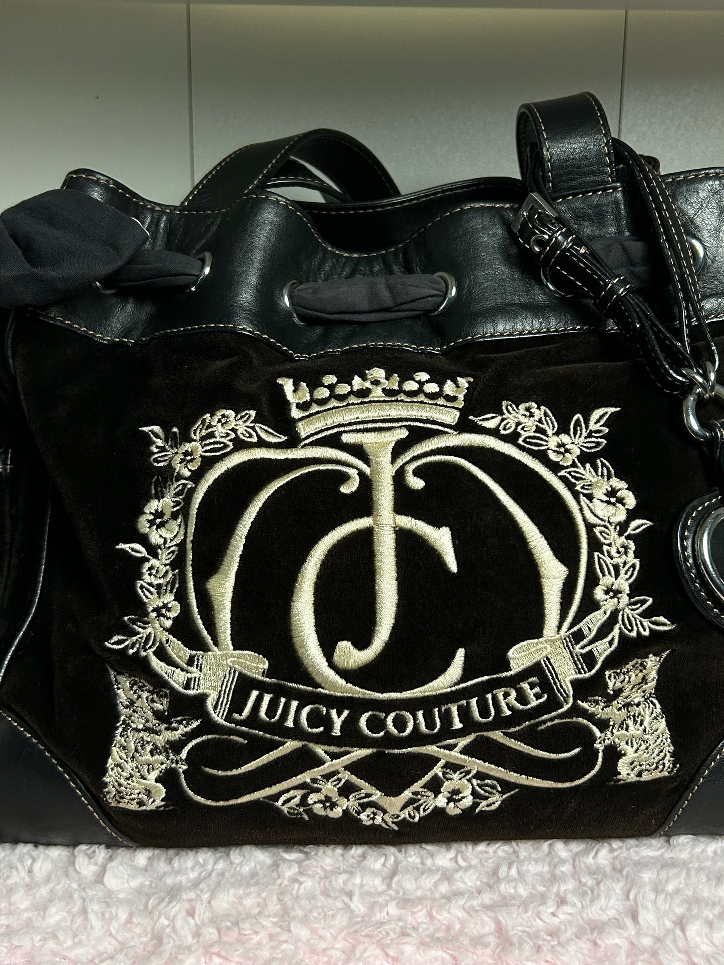 Vintage Juicy Couture Brown Black Daydreamer Scottie Embroidery