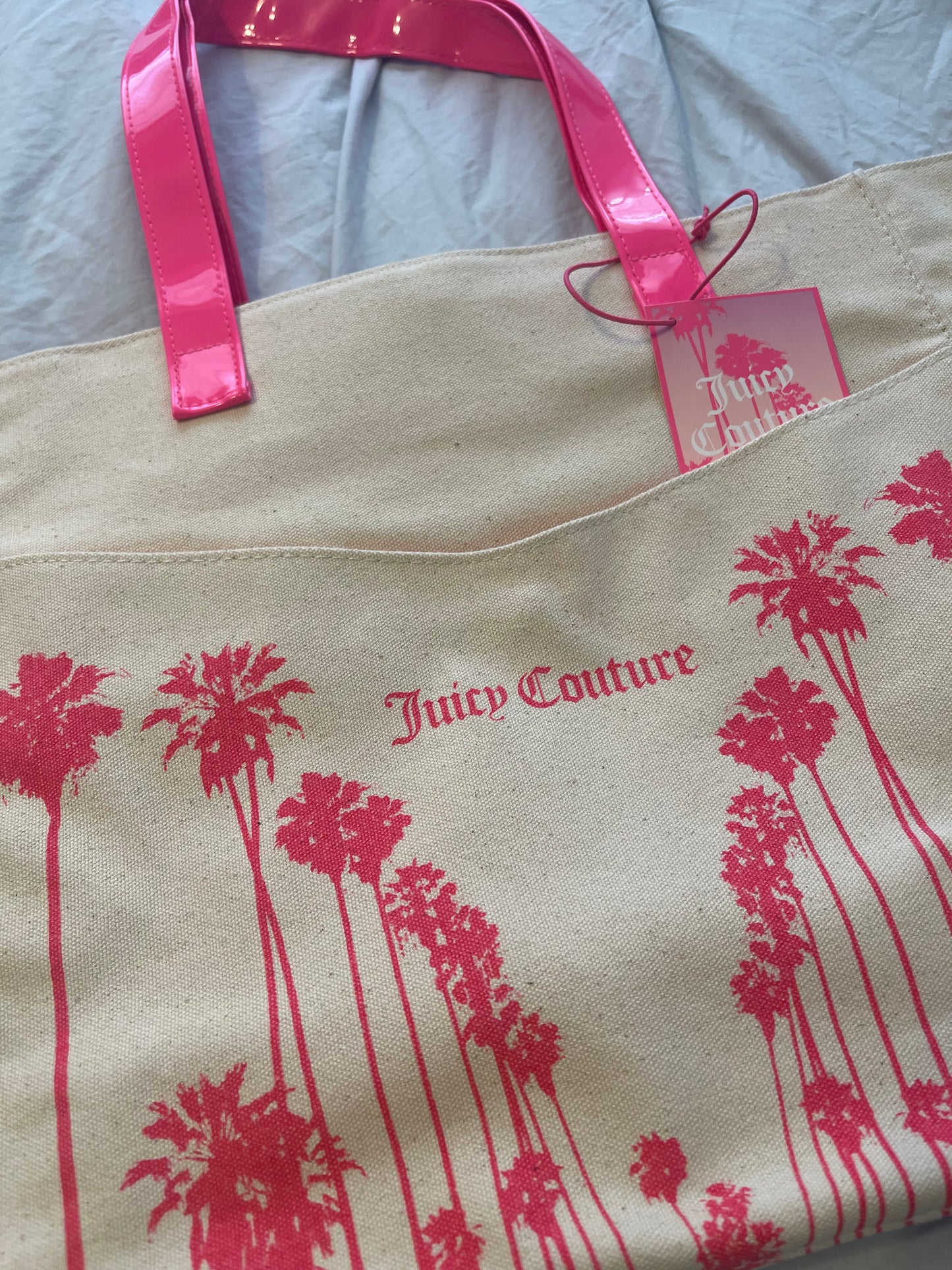 Juicy Couture NWT Tote Bag Pink and Palm Trees