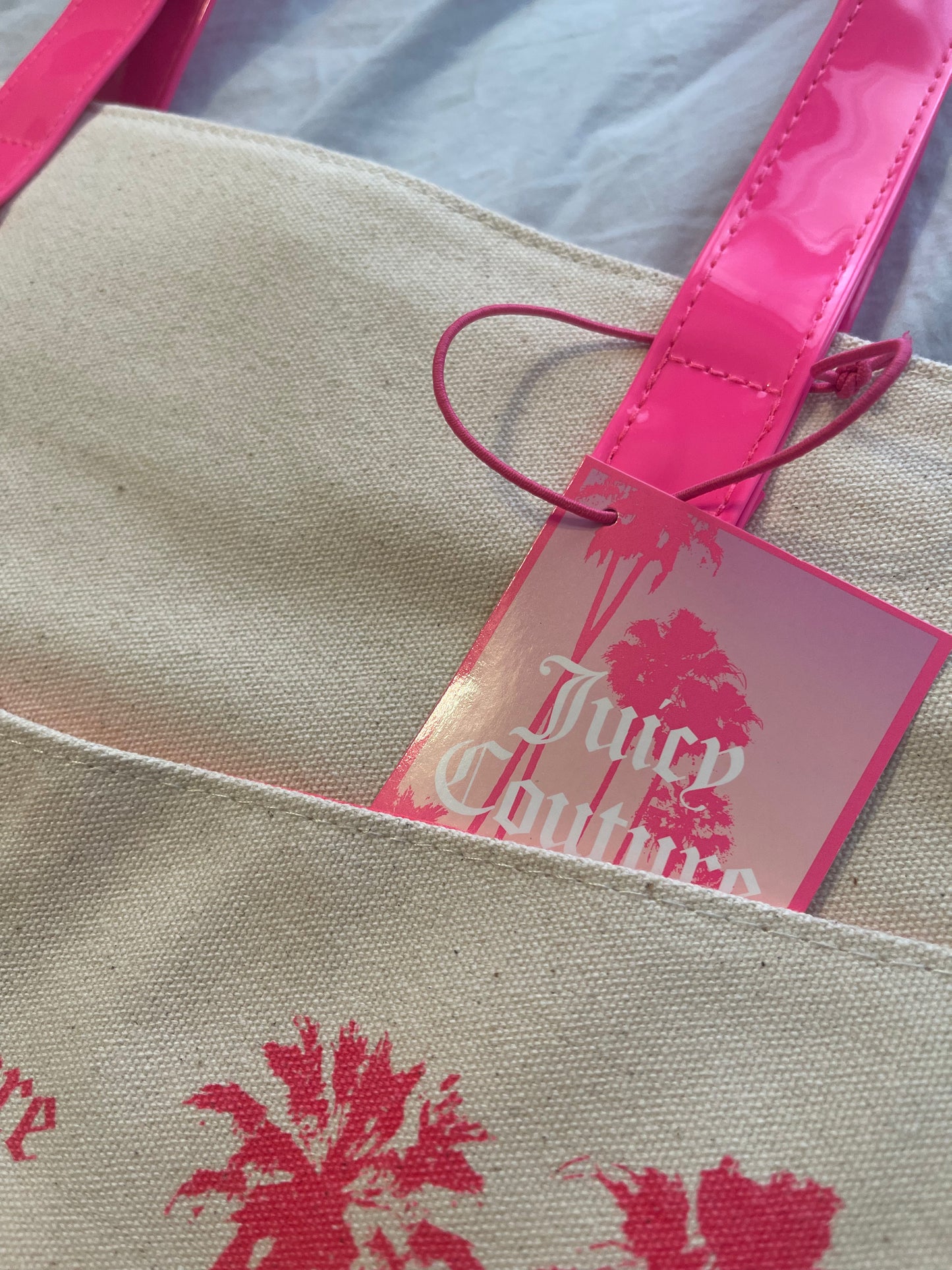 Juicy Couture NWT Tote Bag Pink and Palm Trees