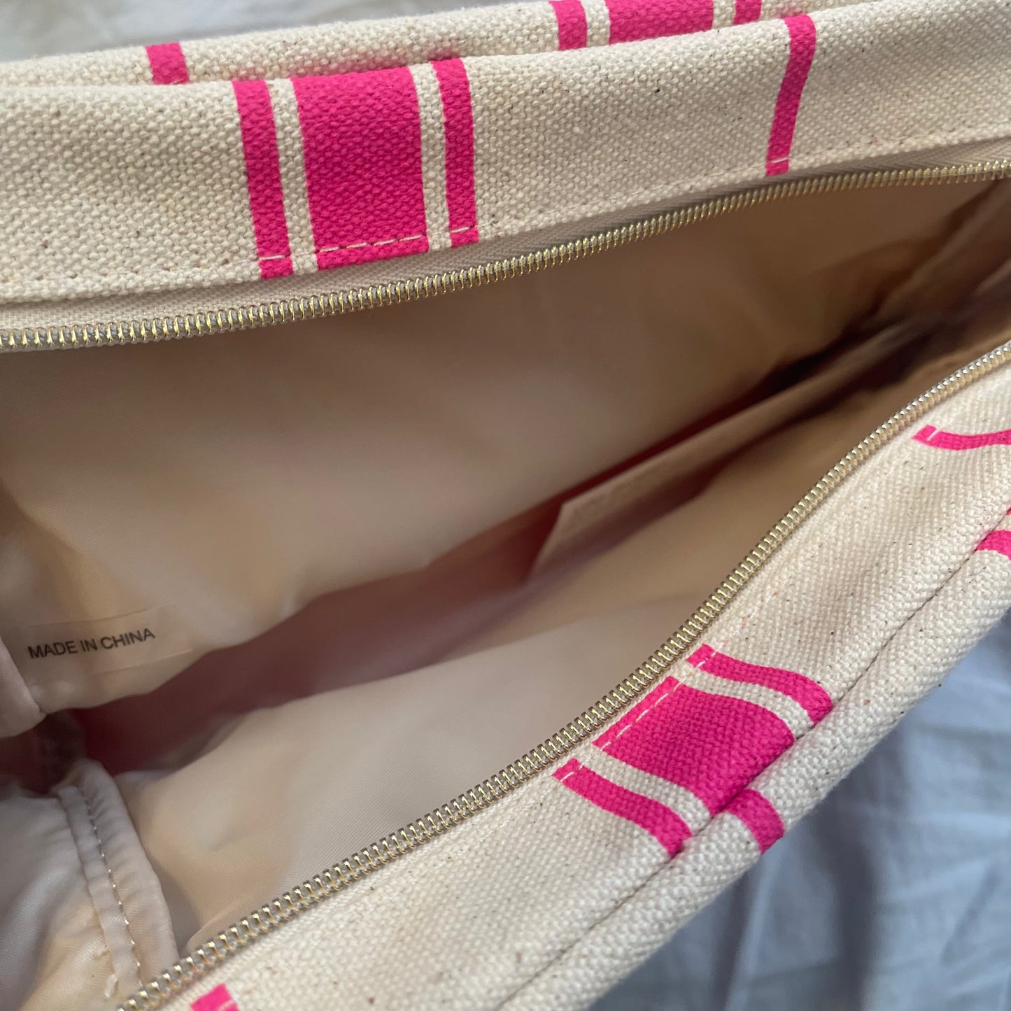 Juicy Couture NWT Makeup Bag pink and canvas with pink charm